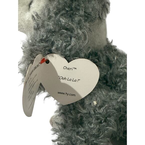 VTG NWT TY Beanie "Cheri Gray Poodle" Plush Dog with Ear Tag Circa 1993 - Picture 2 of 3